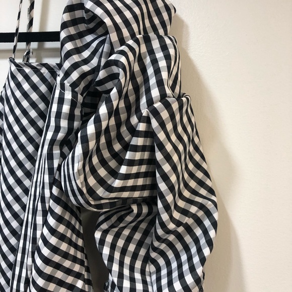 NWT Kaktus Black White Check Ruffle Blouse Shirt L - Picture 3 of 4